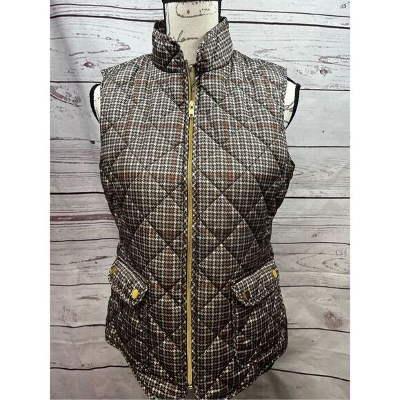 St. John’s Bay‎ small brown and red plaid zip up puffy vest (#1857) - Picture 1 of 5